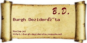 Burgh Dezideráta névjegykártya